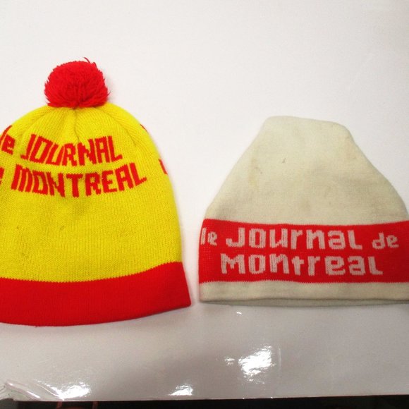 2 Vintage Le Journal de Montreal Beanie Hats Toque - Picture 1 of 6